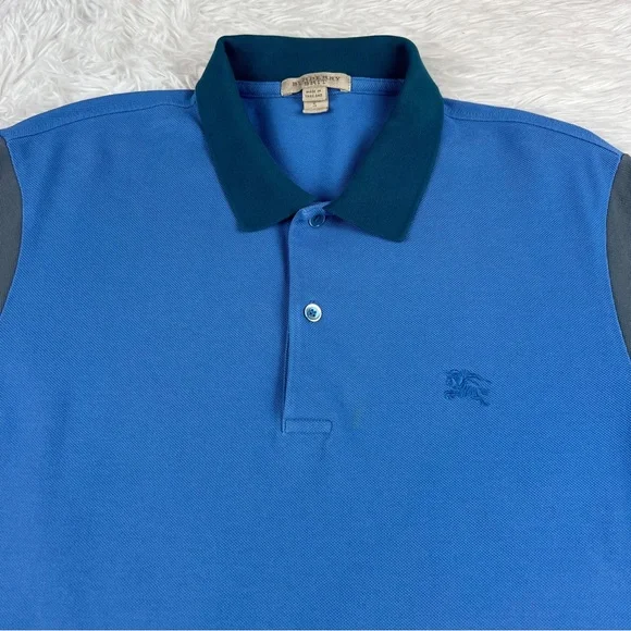 Burberry Brit Men's short sleeve color block polo shirt in blue - Picture 2 of 8